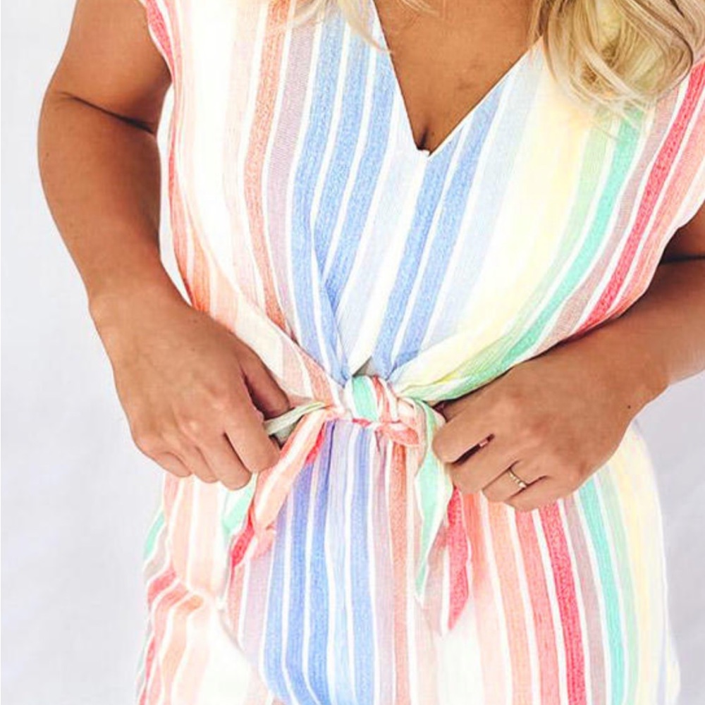 NWOT Colorful Vertical Striped Romper